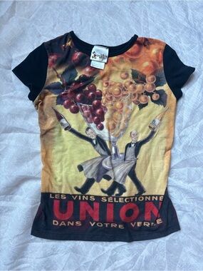 Disney Black Short-Sleeve Graphic Tee with Red and Gold Print